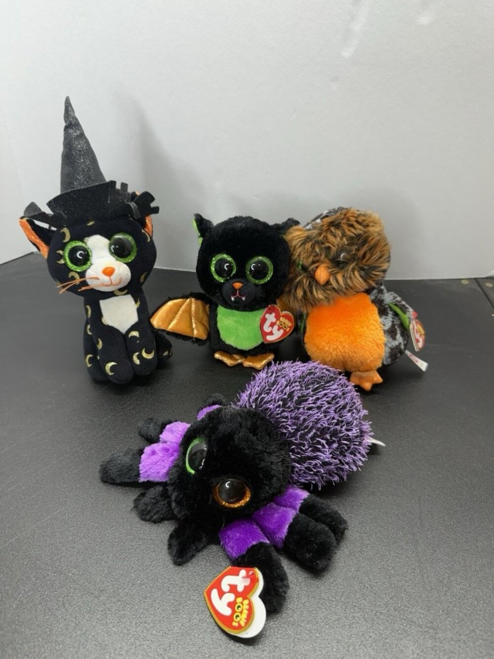 4 Ty Beanie Boos Bats Plush Creeper Midnight Beastie Pandora Halloween 7”